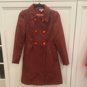 Chic Red Patterned Trench Coat